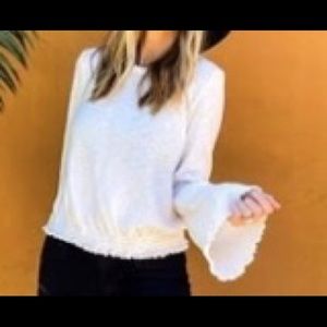 Madewell Cream Smocked Bell Sleeve Top